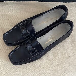 Salvatore Ferragamo Black Leather Horsebit Loafers